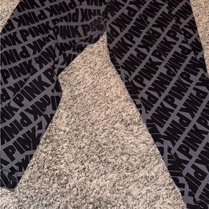 PINK Victoria's Secret Black and Gray Logo Capris